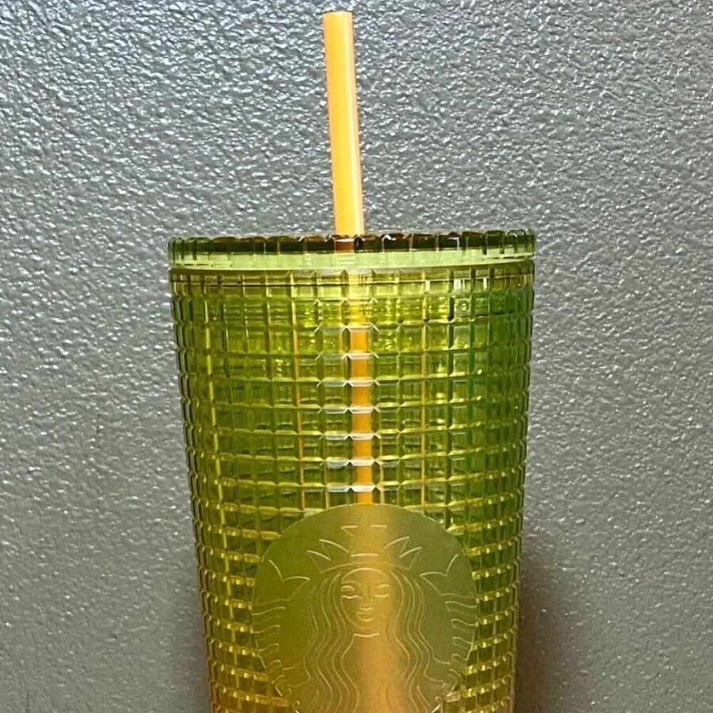 Starbuck’s 24oz. Summer 2022 Lemon Pink Ombre Studded Tumbler W/Lid‎ & Straw NEW